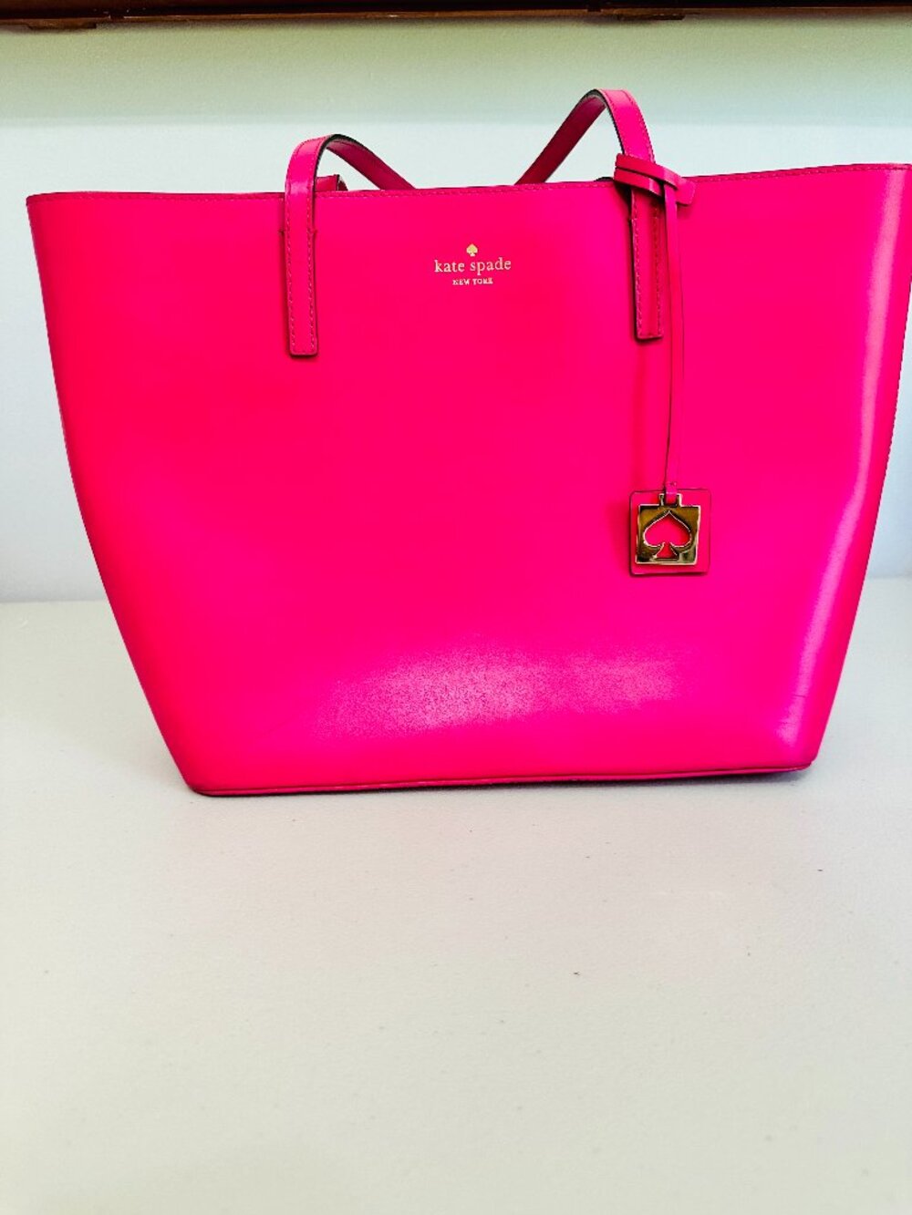 KATE SPADE NEW YORK BARBIECORE FUCHSIA PINK SMOOTH LEATHER TOTE